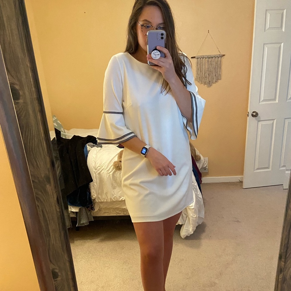 White Bell Sleeved Dress